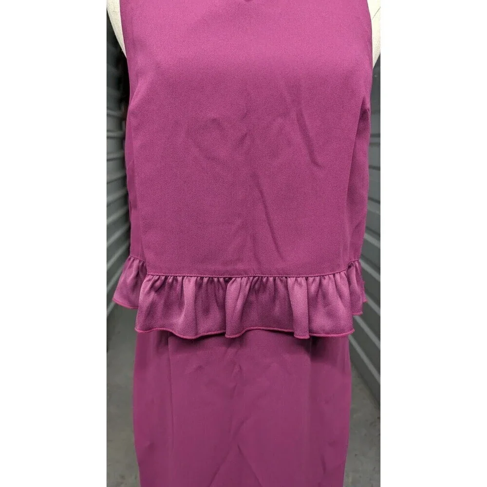 TRINA TURK Size‎ 4 Dress Ruffle Layer Bodice Split Back Sheath